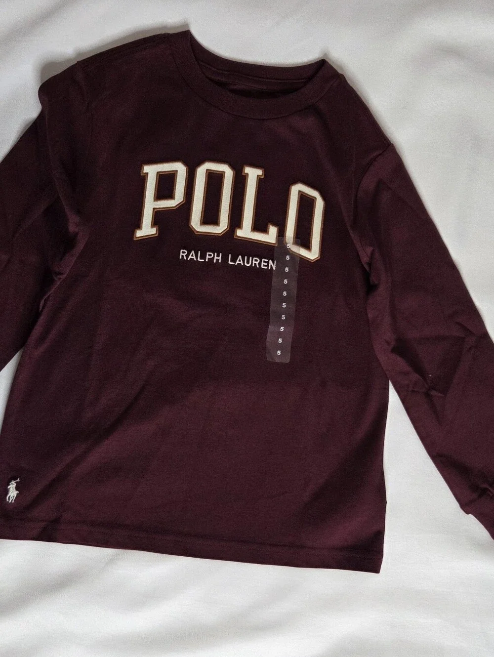 Ralph Lauren POLO Long Sleeve Tee - Burgundy with Cream Logo